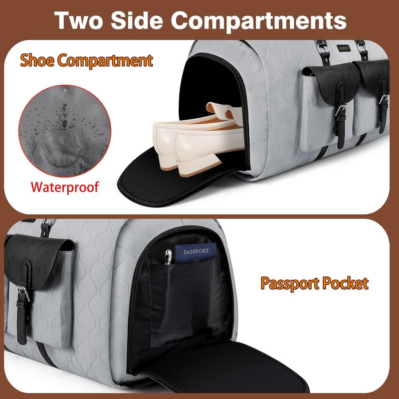 ITIEZY Garment Duffel Bag for Travel - Convertible Carry on Garment Duffel Travel Bag for Women Men Large Weekender Bag with Shoes Pouch 2 in 1 Hanging Suit Travel Duffel Bag 3pcs Set - Image 4